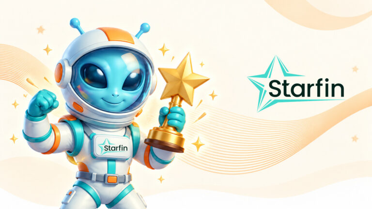 Starfin «Лідер ринку небанківського кредитування»: персонаж Starfin із золотистою нагородою у формі зірки