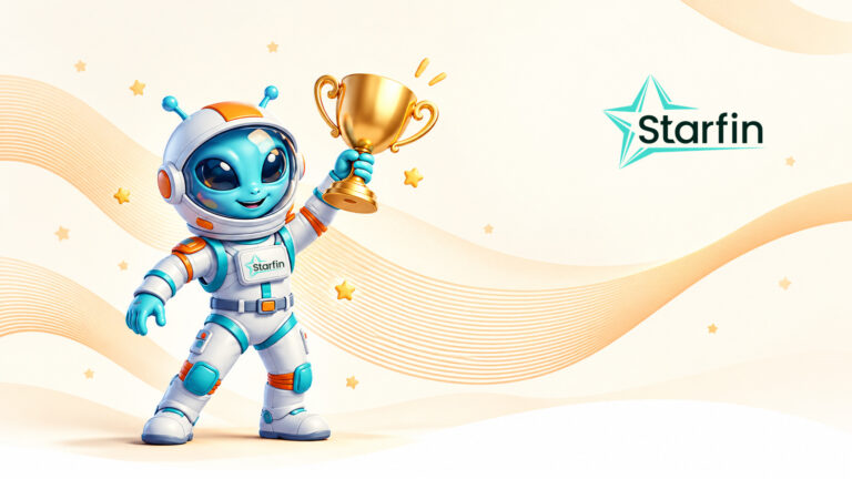 Starfin — «Бізнес року 2026» за версією UBA - Маскот Starfin із логотипом на грудях тримає золотий кубок